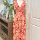 Womens TCEC Floral Ruffle Dress Large NWT