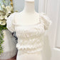 Womens Lida Kate Smocked Cropped Blouse Medium EUC
