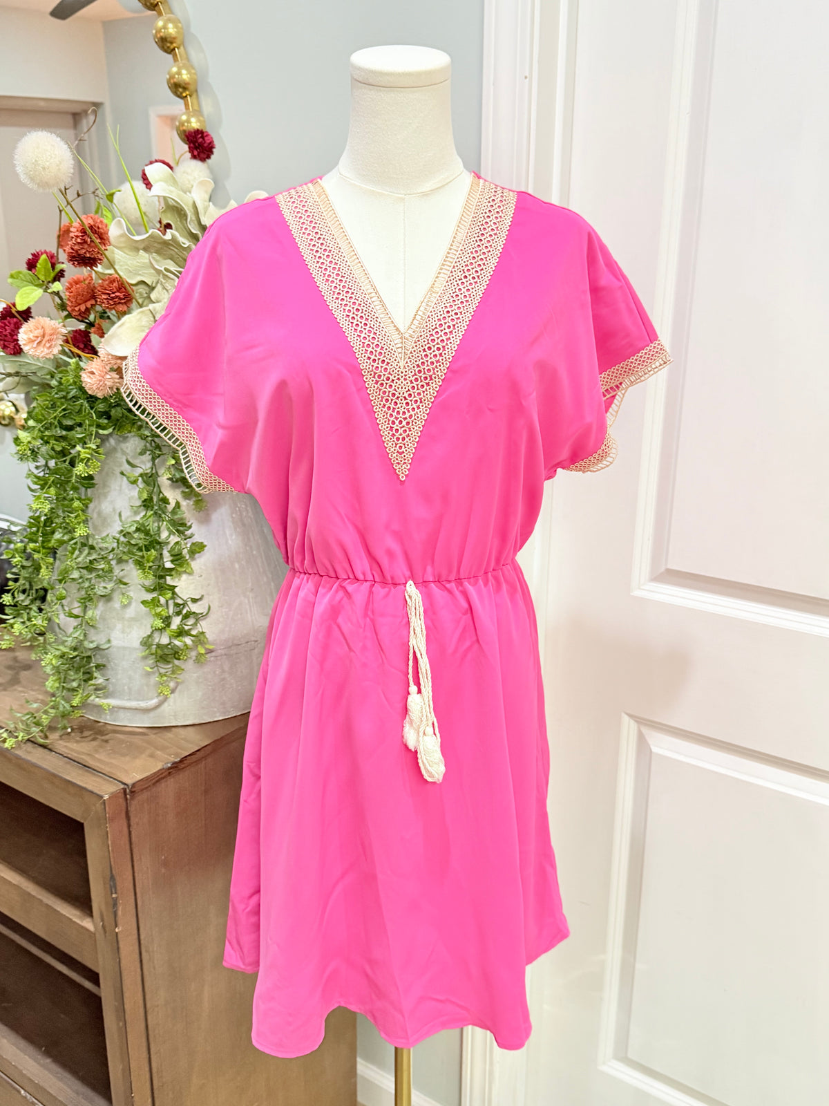 Womens Pretty Garden Pink Midi Dress Small EUC
