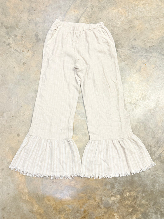 Womens Umgee Linen Ruffle Pants Small NWT