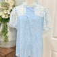Womens Blue Puff Sleeve Blouse Large *Defect*
