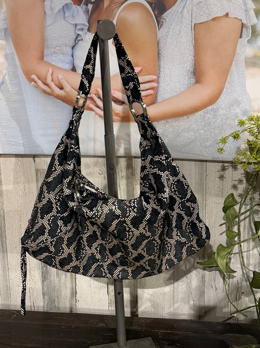 HOBO Shoulder Bag Snake Print