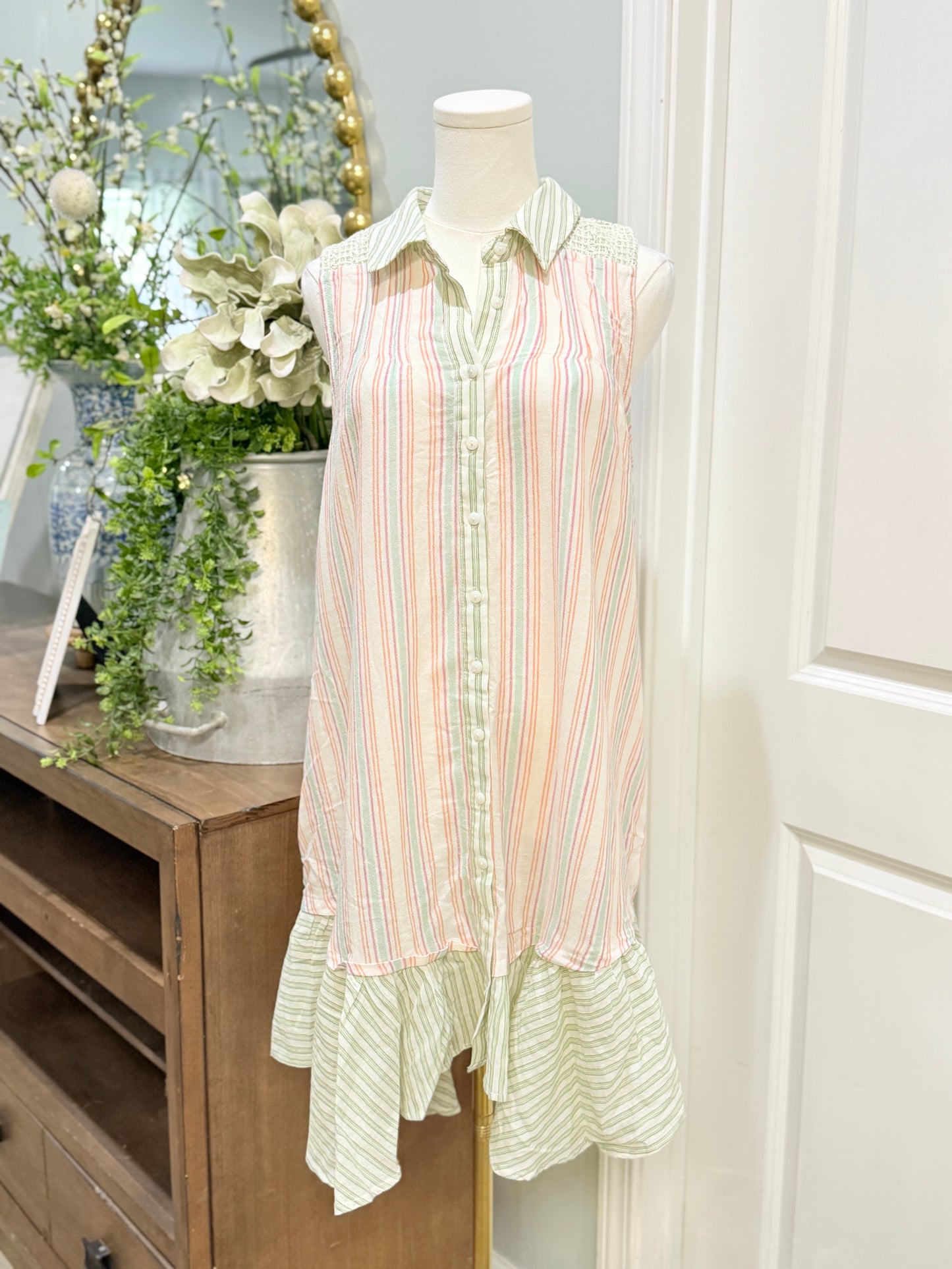 Womens Hem & Thread Smocked Dress Large EUC
