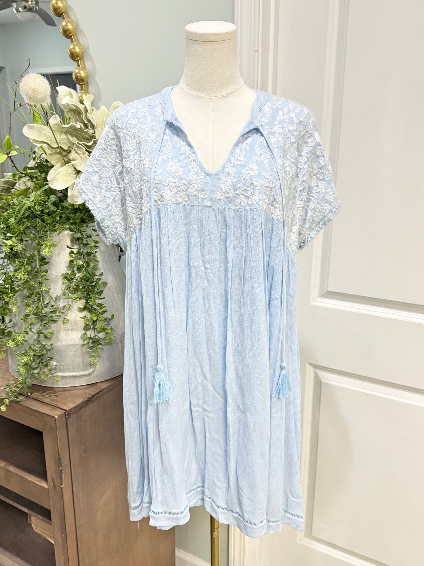 Womens J. Marie Blue Floral Dress Large EUC