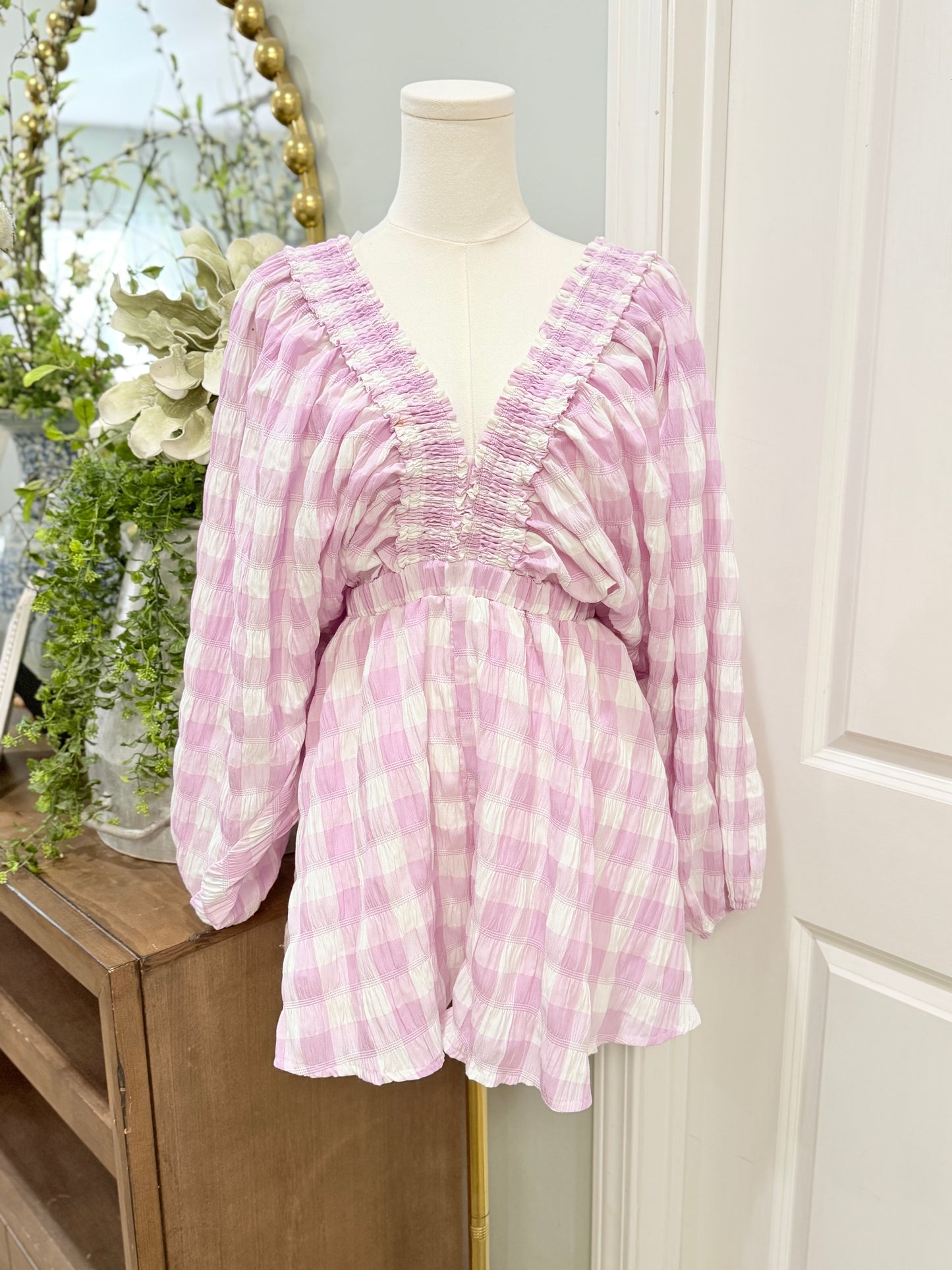 Womens Mable Smocked Romper Medium EUC