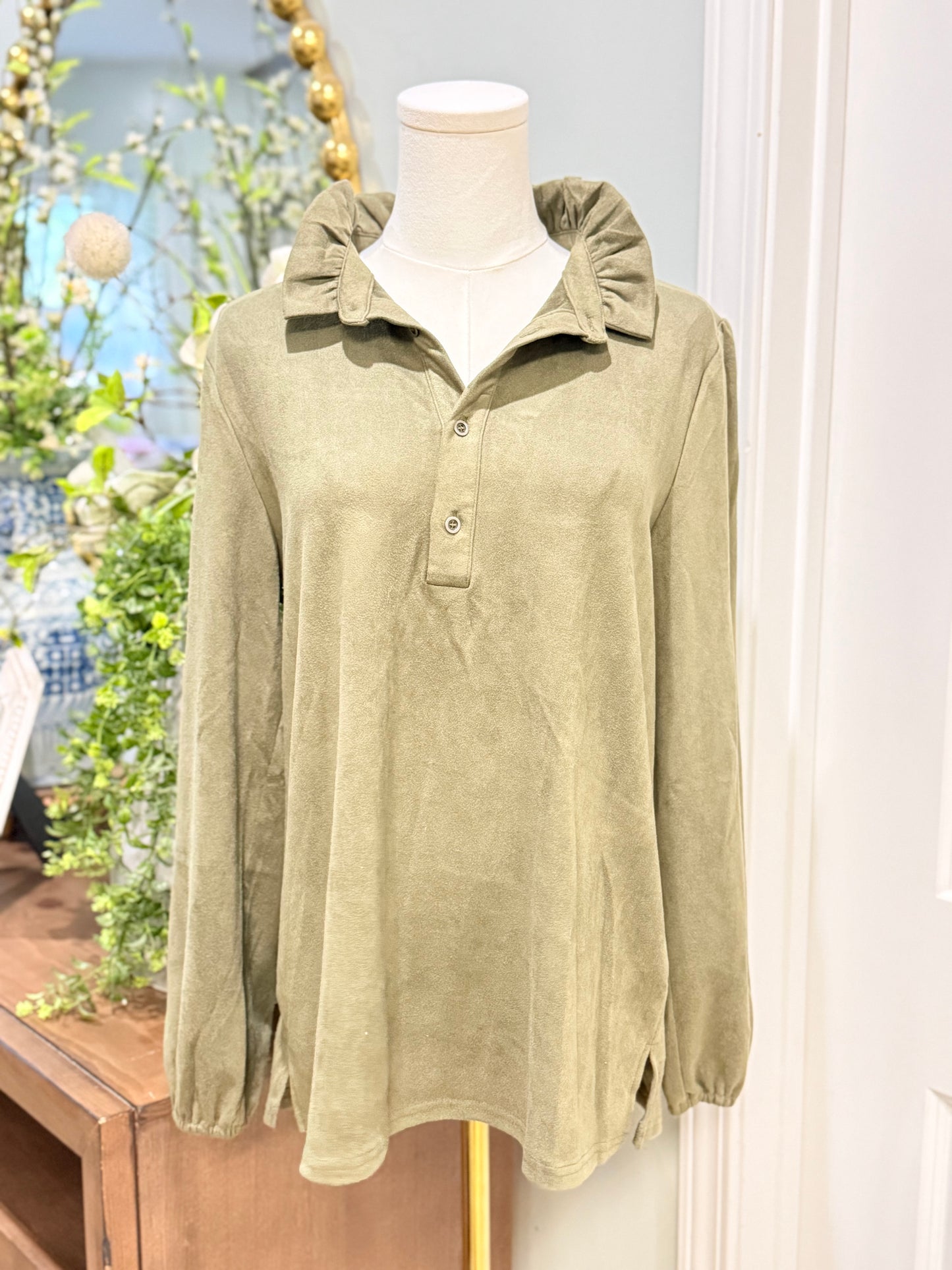 Womens JOH Suede Blouse Small EUC