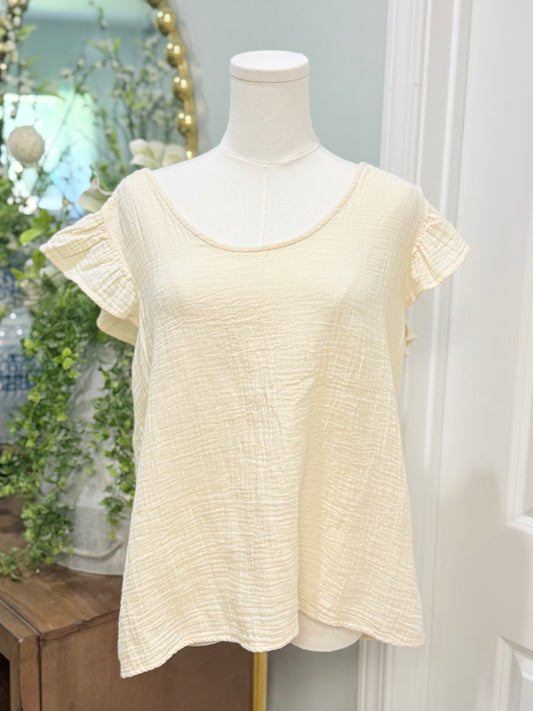 Womens Cream Gauzy Blouse Medium EUC