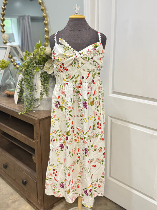 Womens White Floral Smocked Strapless Dress XL NWT