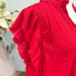 Womens Gap Red Satin Flutter Sleeve Blouse XL NWT