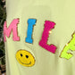 Womens Smile Puff Letters Sweatshirt Large EUC