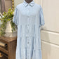 Womens Beau Blue Shirt Puff Sleeve Tiered Dress S-XL NEW