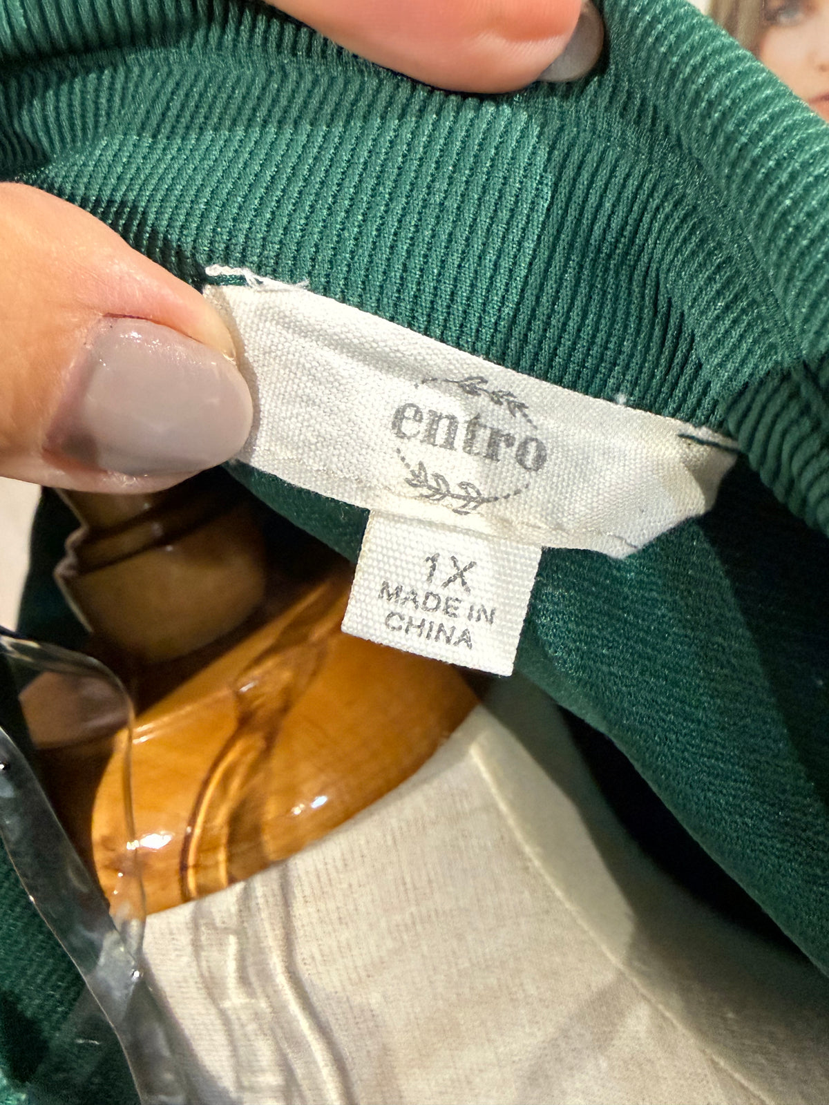 Womens Green Entro Midi Dress 1X EUC