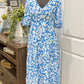 Womens Blue Floral Puff Sleeve Dress Small & Medium NEW