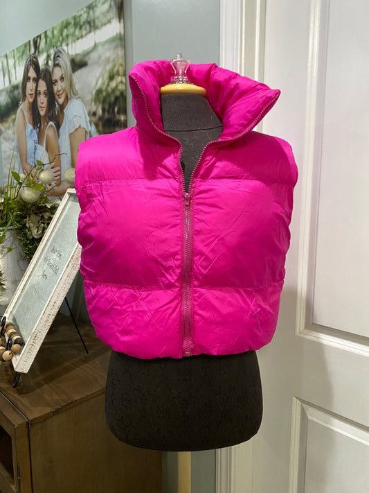 Womens Cropped Puffer Vest Large