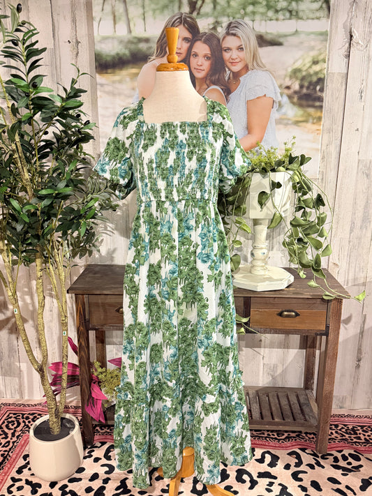 Womens Jodifl Floral Smocked Dress Large NWT