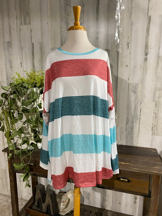 Womens Multi Stripe Top Sz 4XL