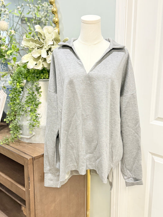 Womens Grey V-Neck Pullover 1XL EUC