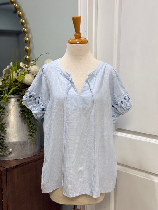 Womens Cotton Bleu Blouse Size Large