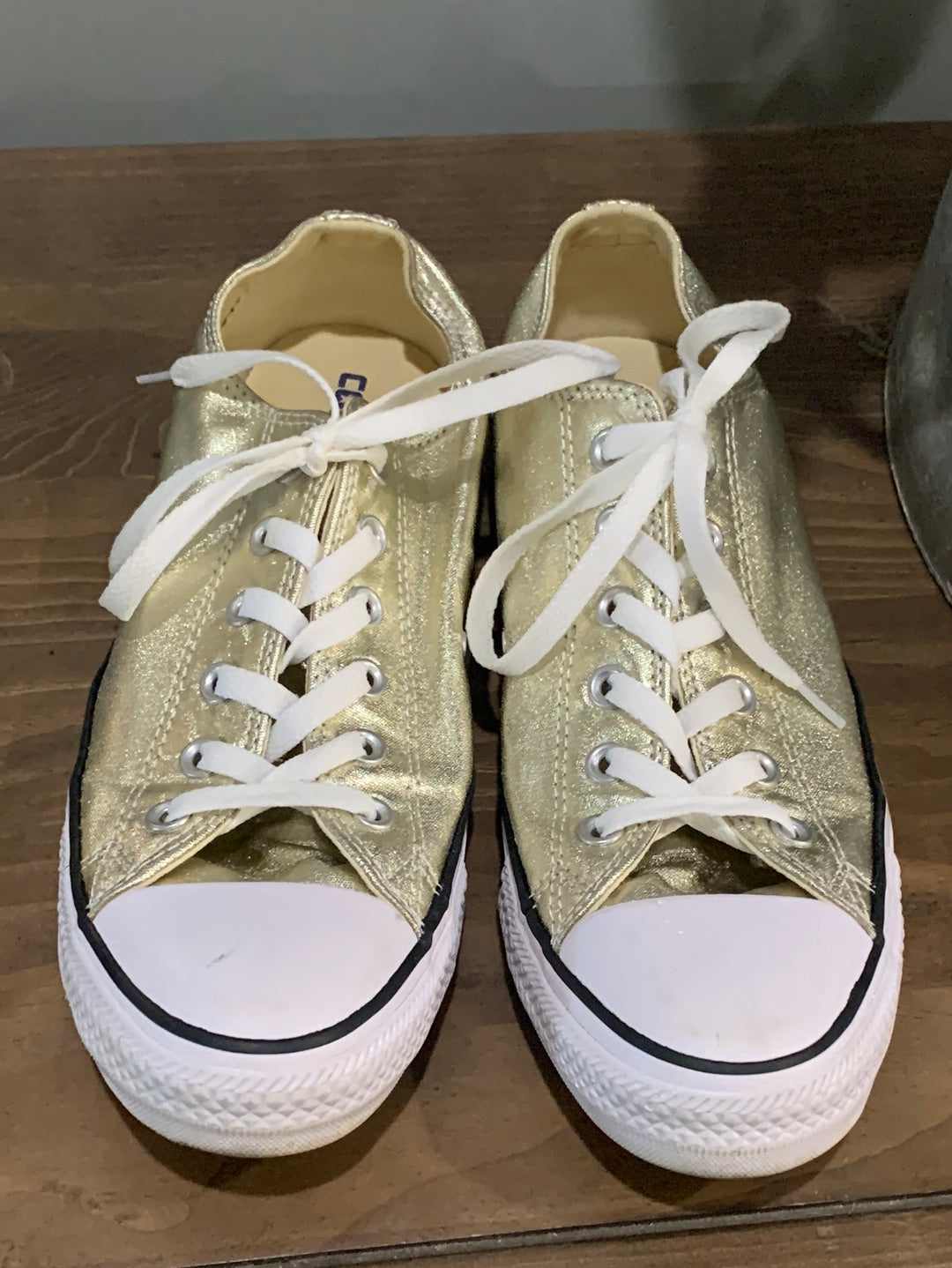 Womens Gold Converse Sneakers Size 10