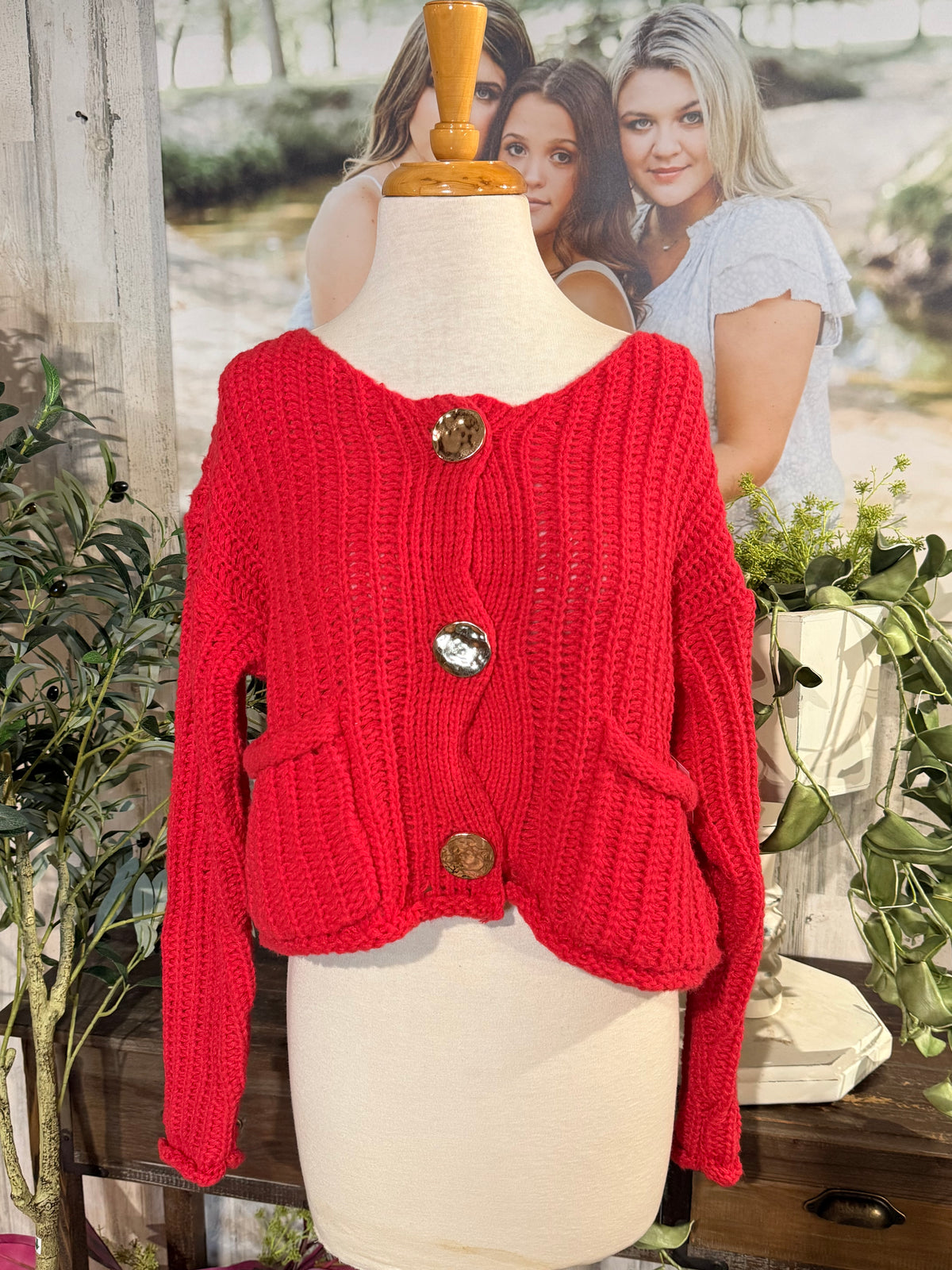 Womens Red Knit Sweater Large NWT $54