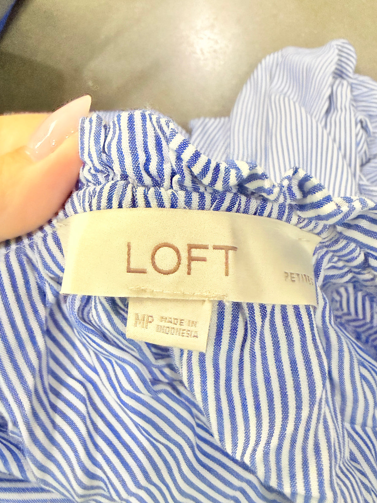 Womens Loft Stripe Blouse Medium Petite EUC