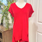 Womens Red Vneck Tshirt Small EUC