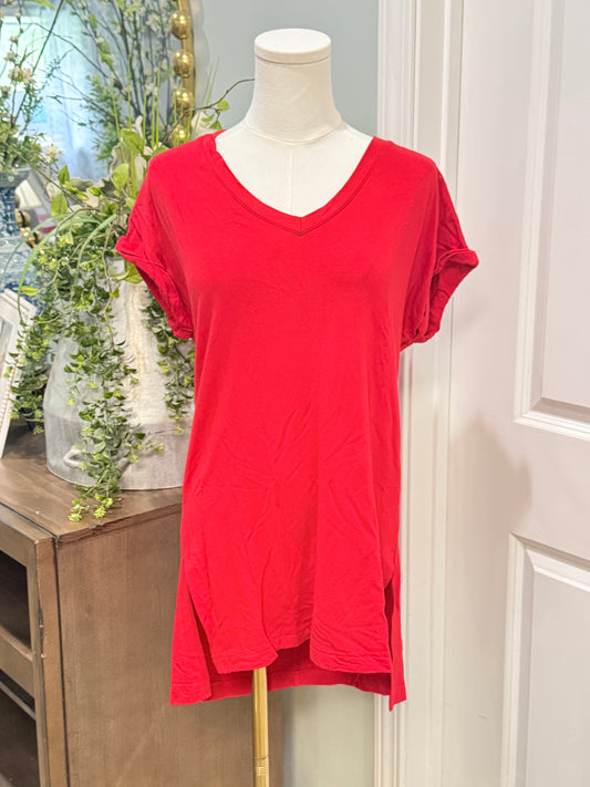 Womens Red Vneck Tshirt Small EUC