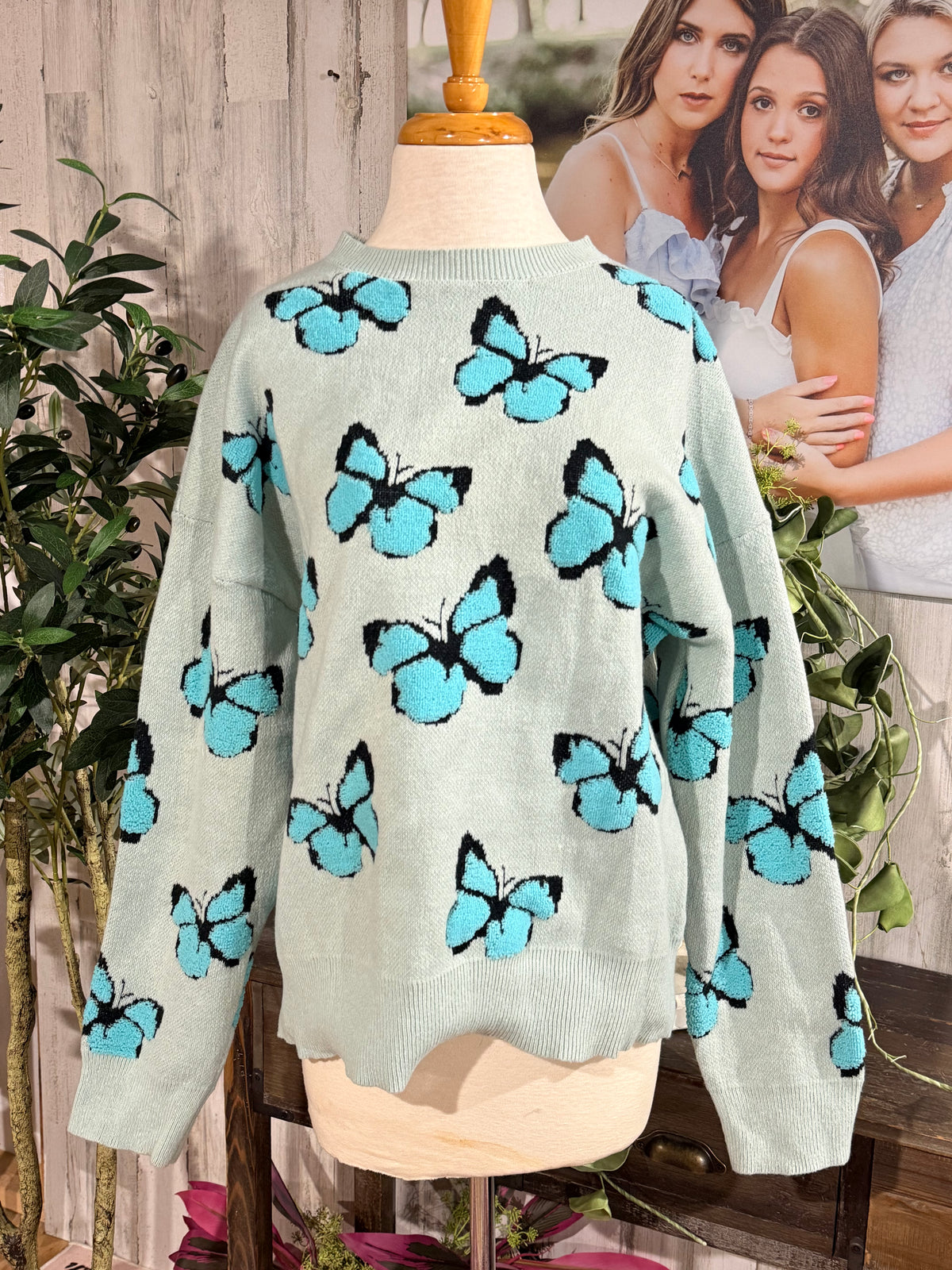 Womens Miss Sparkling Butterfly Sweater L/XL EUC