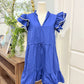 Womens Sugarlips Navy Ruffle Sleeve Dress Large EUC