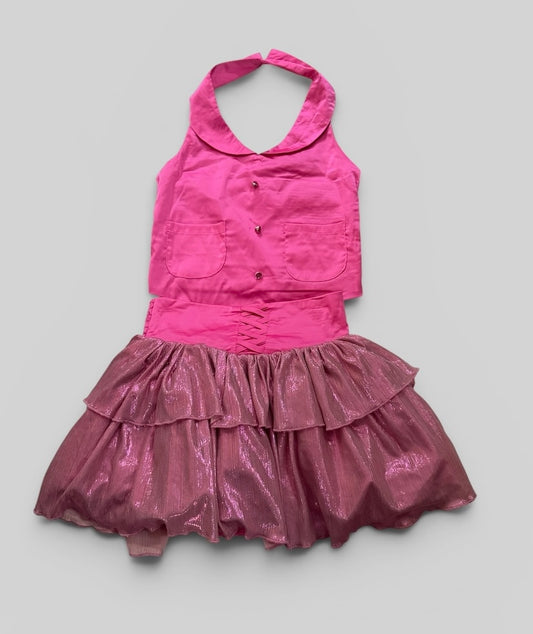 Girls Evie's Backyard Metallic 2pc Skirt Set Size 8 EUC