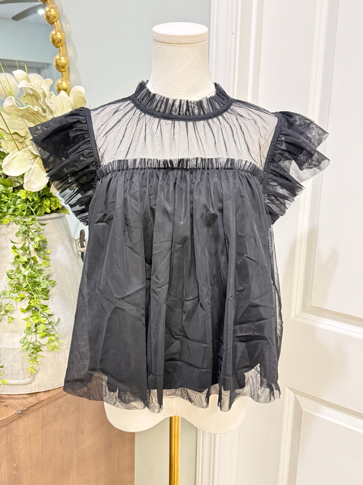 Womens Joie Black Tulle Blouse Medium EUC