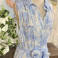 Womens Blue & White Floral Maxi Dress XL EUC