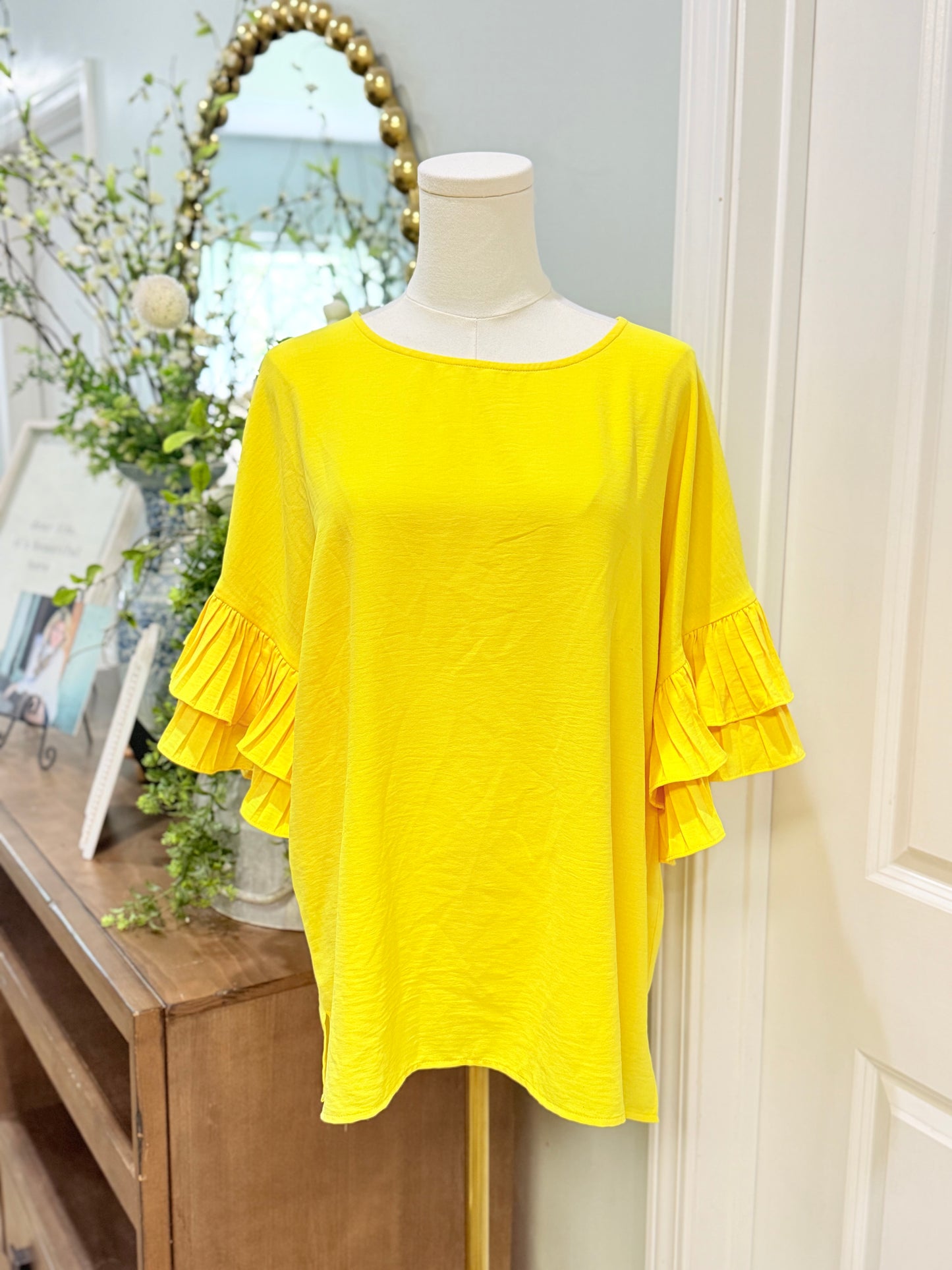 Womens ODDI Yellow Blouse Medium EUC
