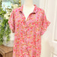 Womens Lucky Brand Pink Floral Blouse Large EUC