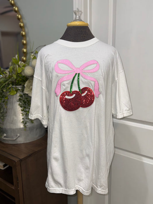 Womens Cherry Sequins Tee XL
