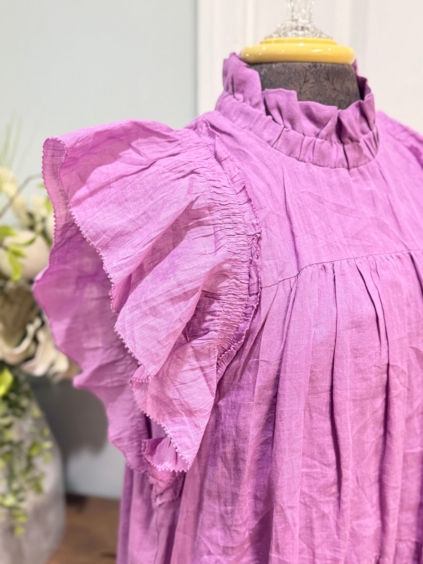 Womens SEA New York Purple Ruffle Neck Dress Large Retails for $450