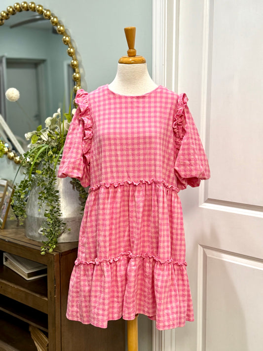 Womens Entro Pink Plaid Dress Size 1X