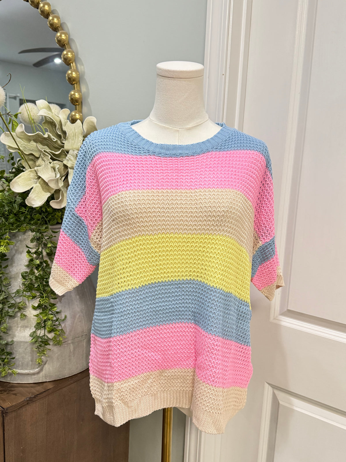 Womens Multi Color Knit Sweater Large NWOT