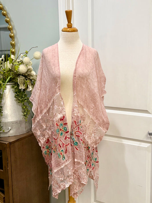 Womens Embroidered Kimono O/S