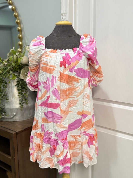 Womens Entro Puff Sleeve Midi Dress Small