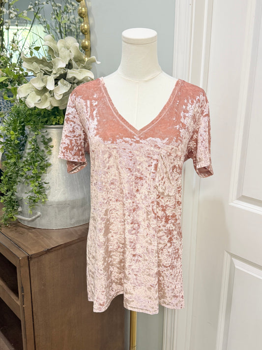 Womens POL Pink Velvet Blouse Medium EUC