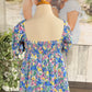 Womens &Merci Floral Peplum Smocked Dress Large EUC