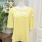 Womens Luxology Yellow Polka Dot Blouse Large EUC