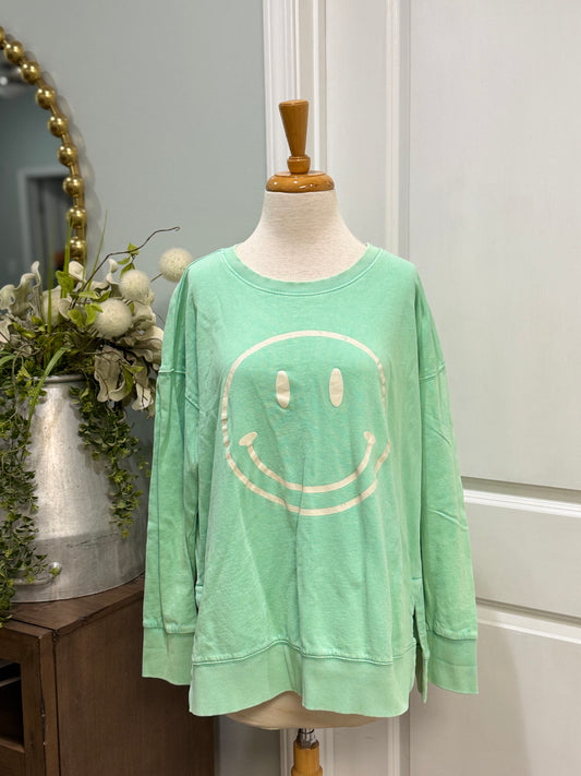 Womens Easel Smiley Sweatshirt Size Medium