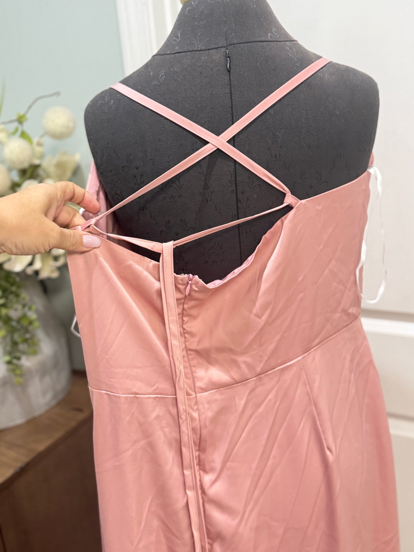 Womens Lulu's Pink Satin Dress 1X NWT
