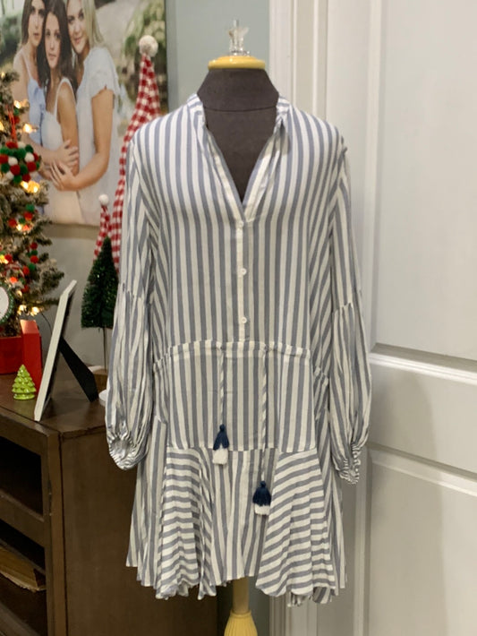 Womens Grey Striped Dress Size Medium NWT