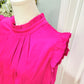 Womens Pink Flutter Sleeve Large EUC