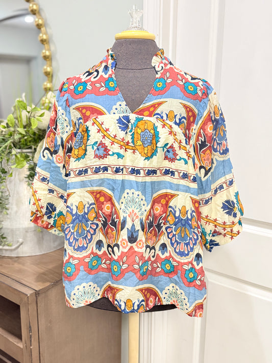 Womens Umgee Floral Blouse Small EUC