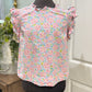 Womens Jodifl Floral Smocked Sleeve Blouse Small