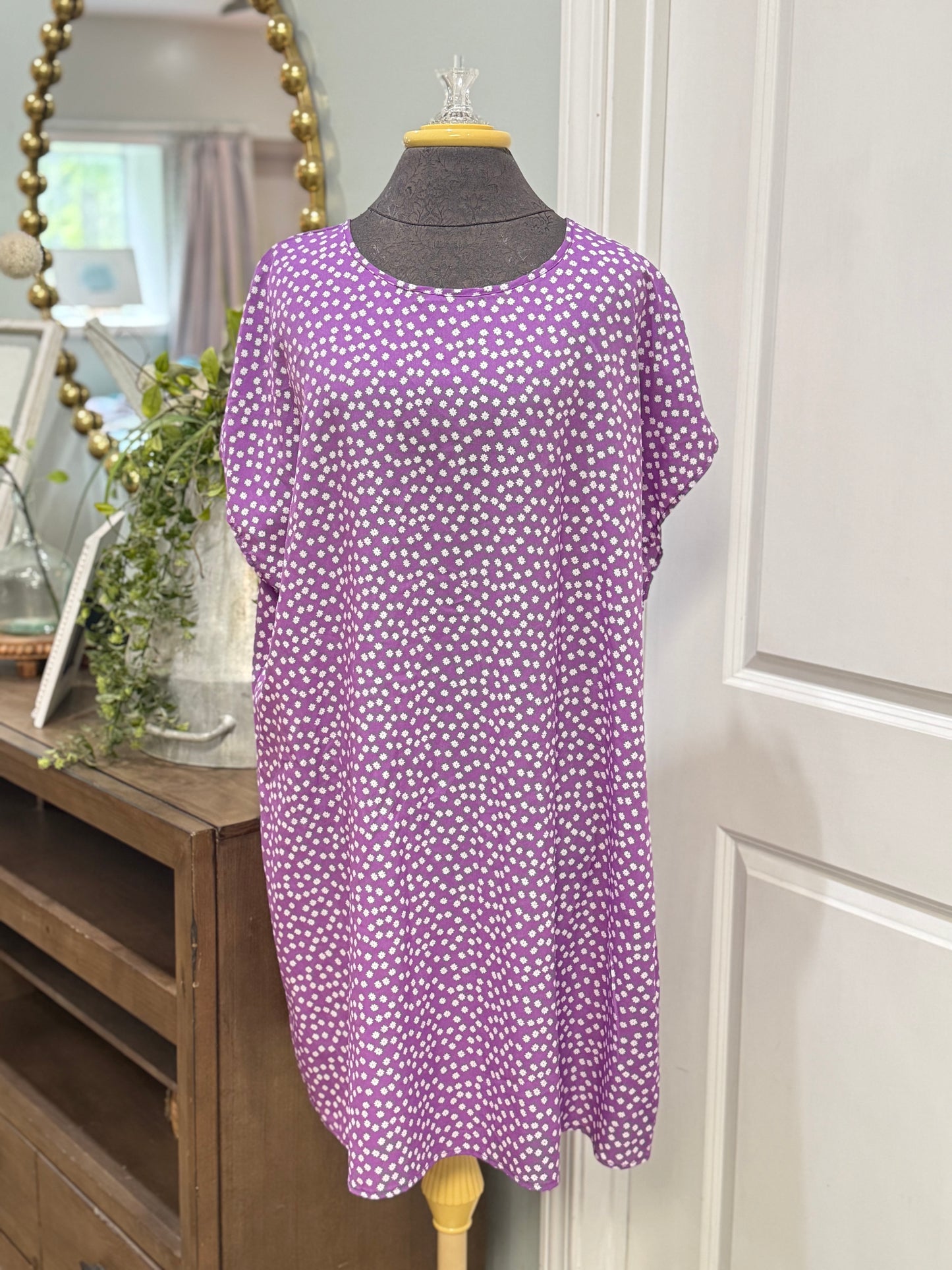 Womens Purple Floral Dress 1XL
